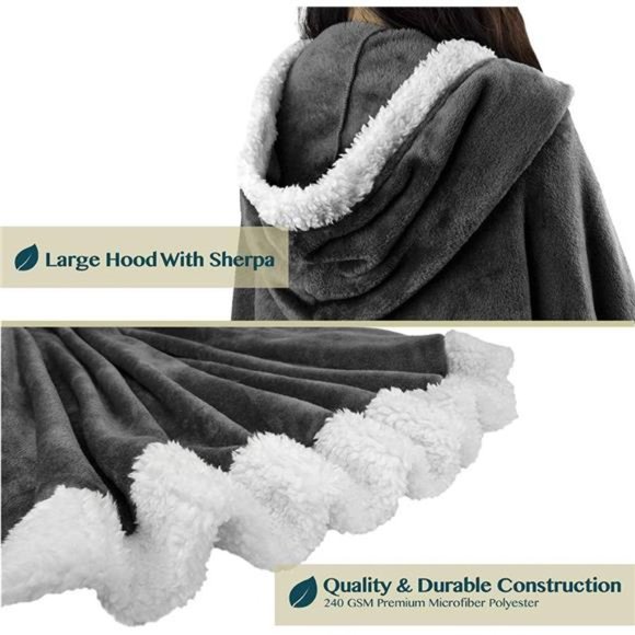Angel Wrap Hooded Blanket,Wearable Blanket Women,Cozy PonchoWrap Throw for Adult - Picture 4 of 7